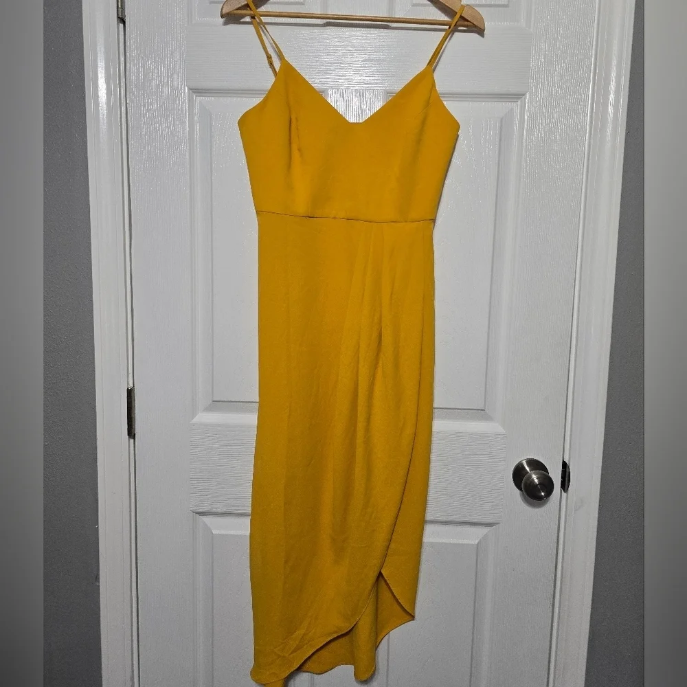 LULUSReinette V-neck Midi Dress In Marigold Size Small NEW D131 - Picture 2 of 9